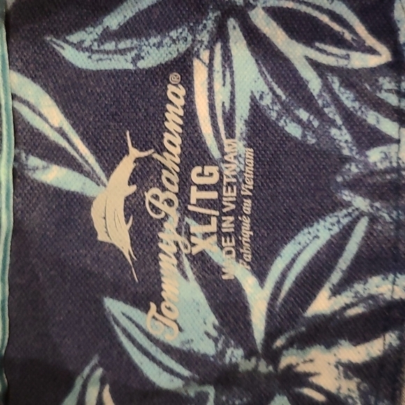 TOMMY Bahama Blue Leaf Design Polo Shirt - Picture 2 of 6
